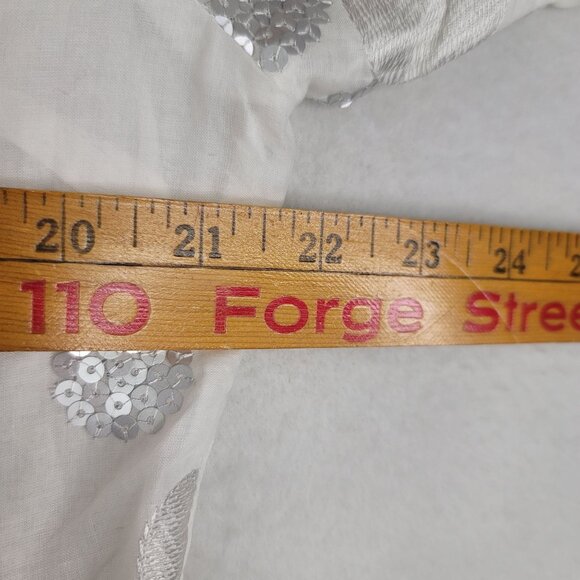 Robert Kitchen Womens XL White Cotton Short Sleeve Sequin Detail Button Blouse - Picture 12 of 12